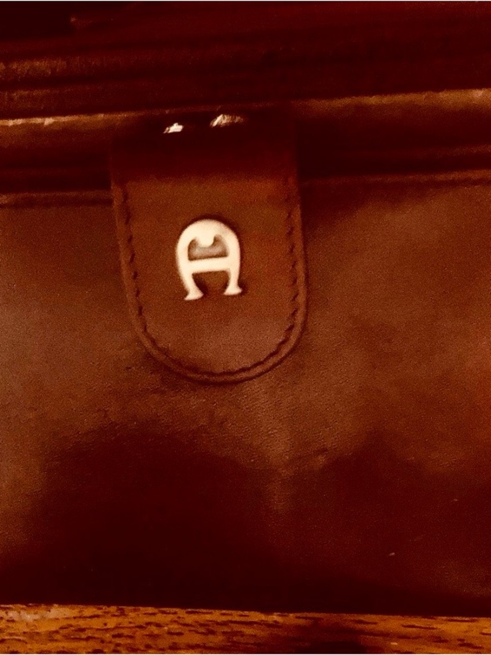 Etienne Aigner  Vintage 1970’s Red Leather Wallet with Gold Logo Accent